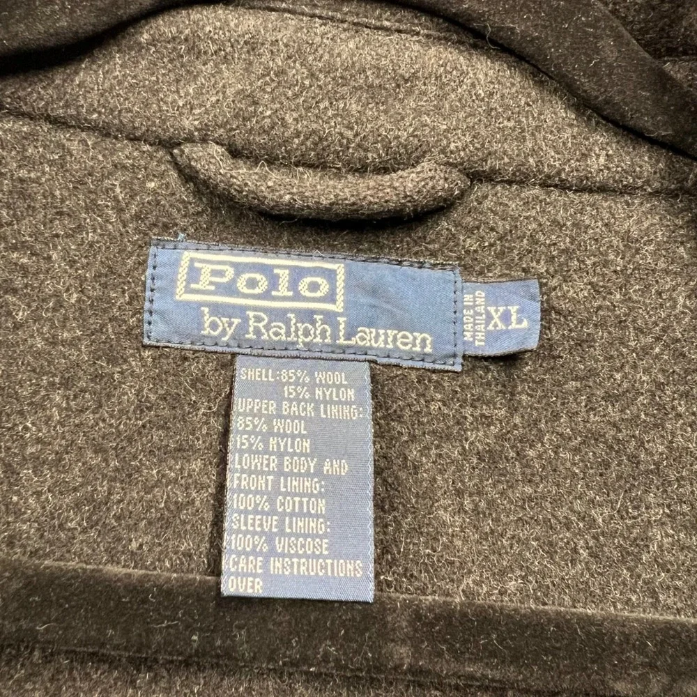 Vintage Polo Ralph Lauren Men XL Wool Blend Field Jacket Charcoal Grey Military